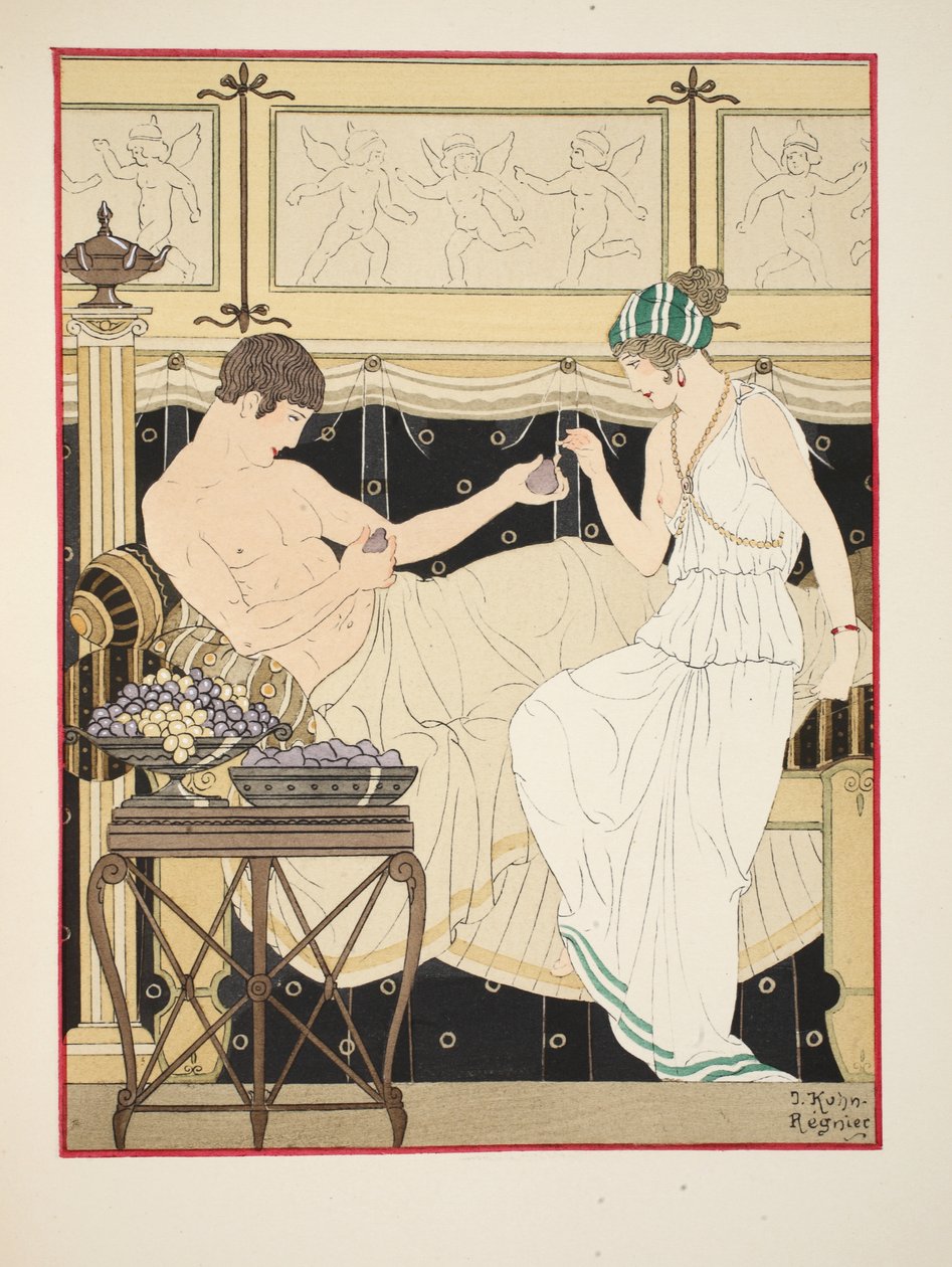 Najmniej zajadaliśmy się winogronami i figami, ilustracja z „Dzieła Hipokratesa”, 1934 autorstwa Joseph Kuhn Regnier