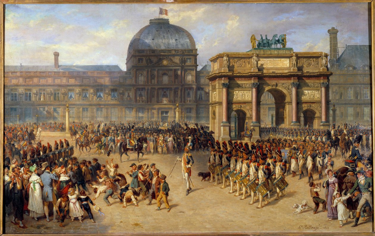 Dzień przeglądu pod panowaniem imperium (1810) Obraz Josepha Louisa Hippolyte Bellange (1800-1866) i Adriena Dauzatsa (1804-1868) 1862 Ndz. 1,01x1,61 m² autorstwa Joseph Louis Hippolyte Bellange