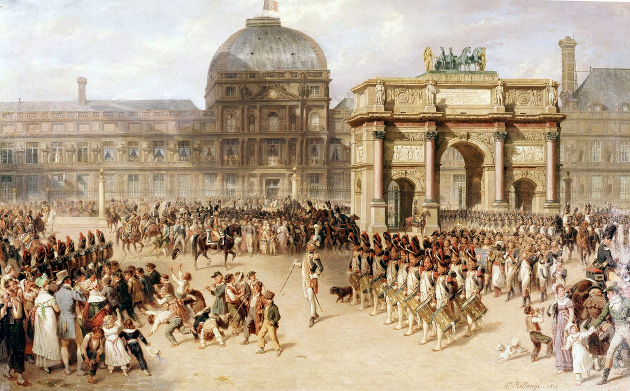 Dzień przeglądu w okresie cesarstwa (1810). 1862 (malarstwo) autorstwa Joseph Louis Hippolyte Bellange
