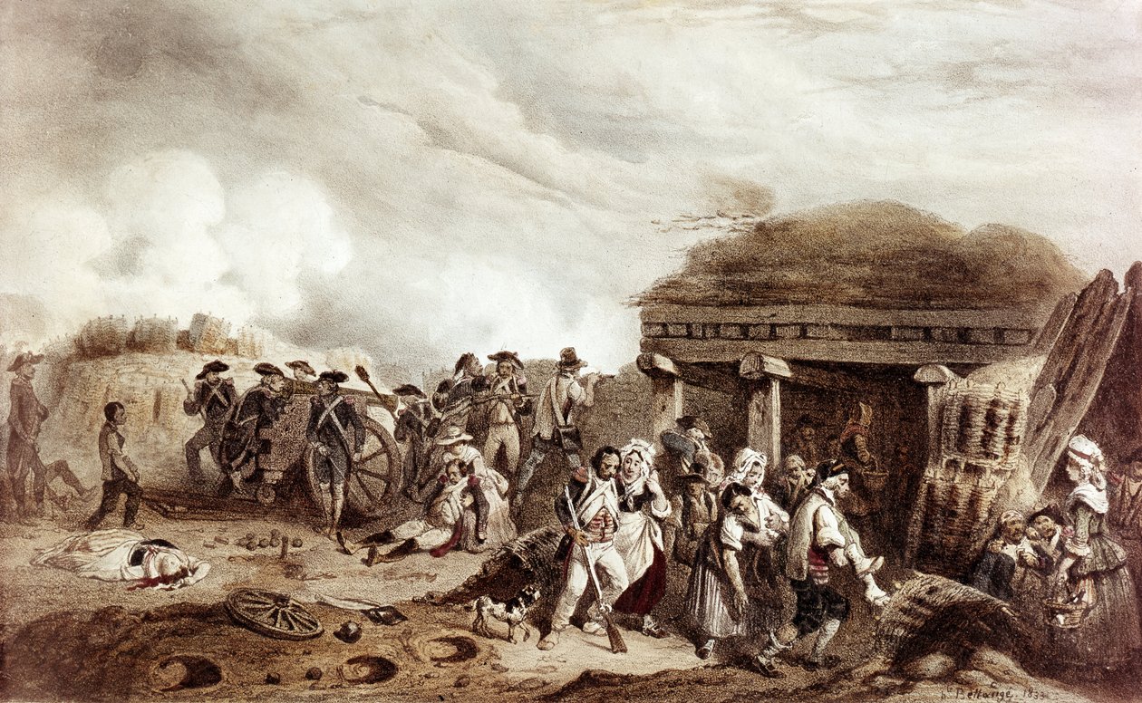 Walka Bastana sprzeciwia się Francuzom dowodzonym przez generała Moncey przeciwko Hiszpanom. Konfrontacja miała miejsce w dolinie Bastan 24 lipca autorstwa Joseph Louis Hippolyte Bellange