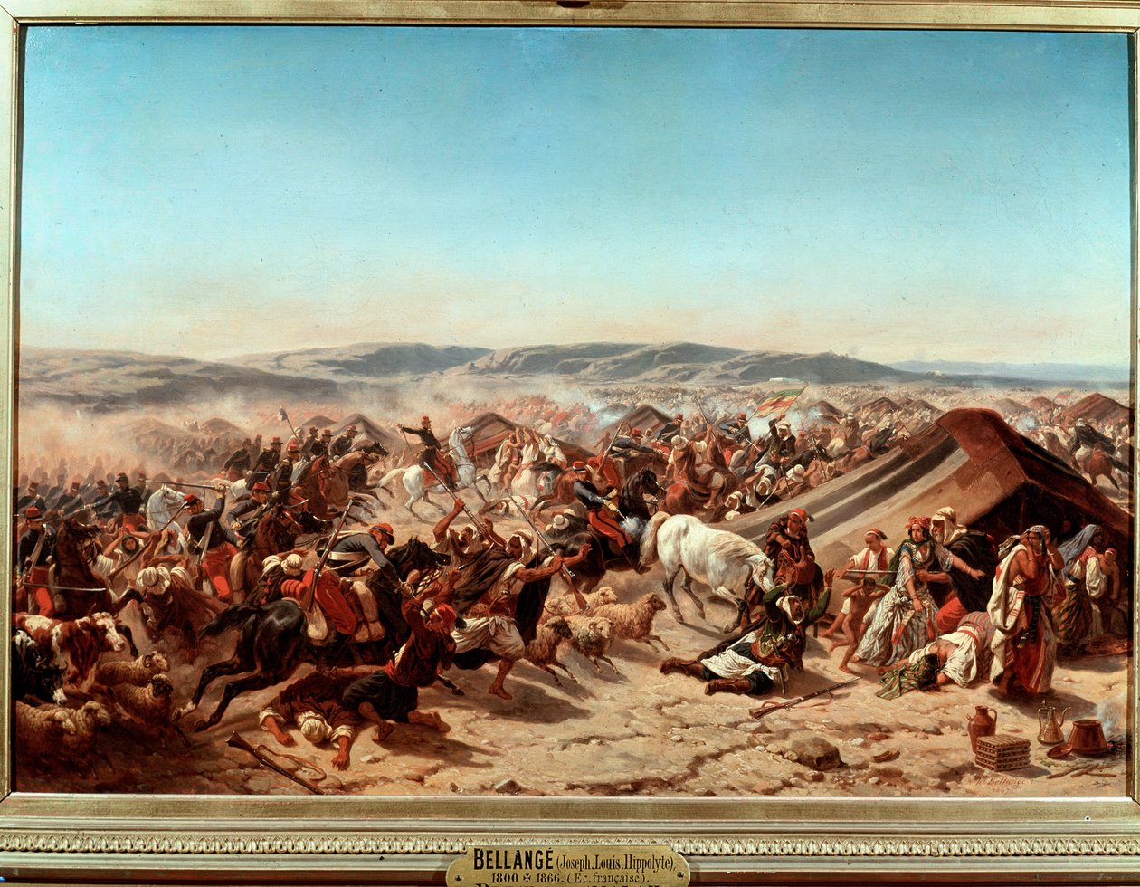 Podbój Algierii (1830-1847): „” Zdobycie Smalah (Smala) Abd el-Kadera (Abd-el-Kader lub ibn Muhyi al-Din al-Hasani (al Din al-Hasani) (1807-1883) przez książę Aumale w Taguin autorstwa Joseph Louis Hippolyte Bellange