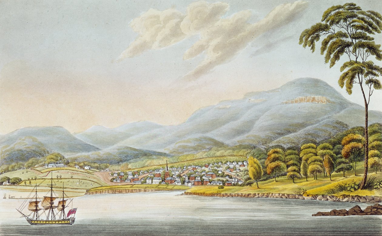 Widok miasta Hobart, 1824 autorstwa Joseph Lycett