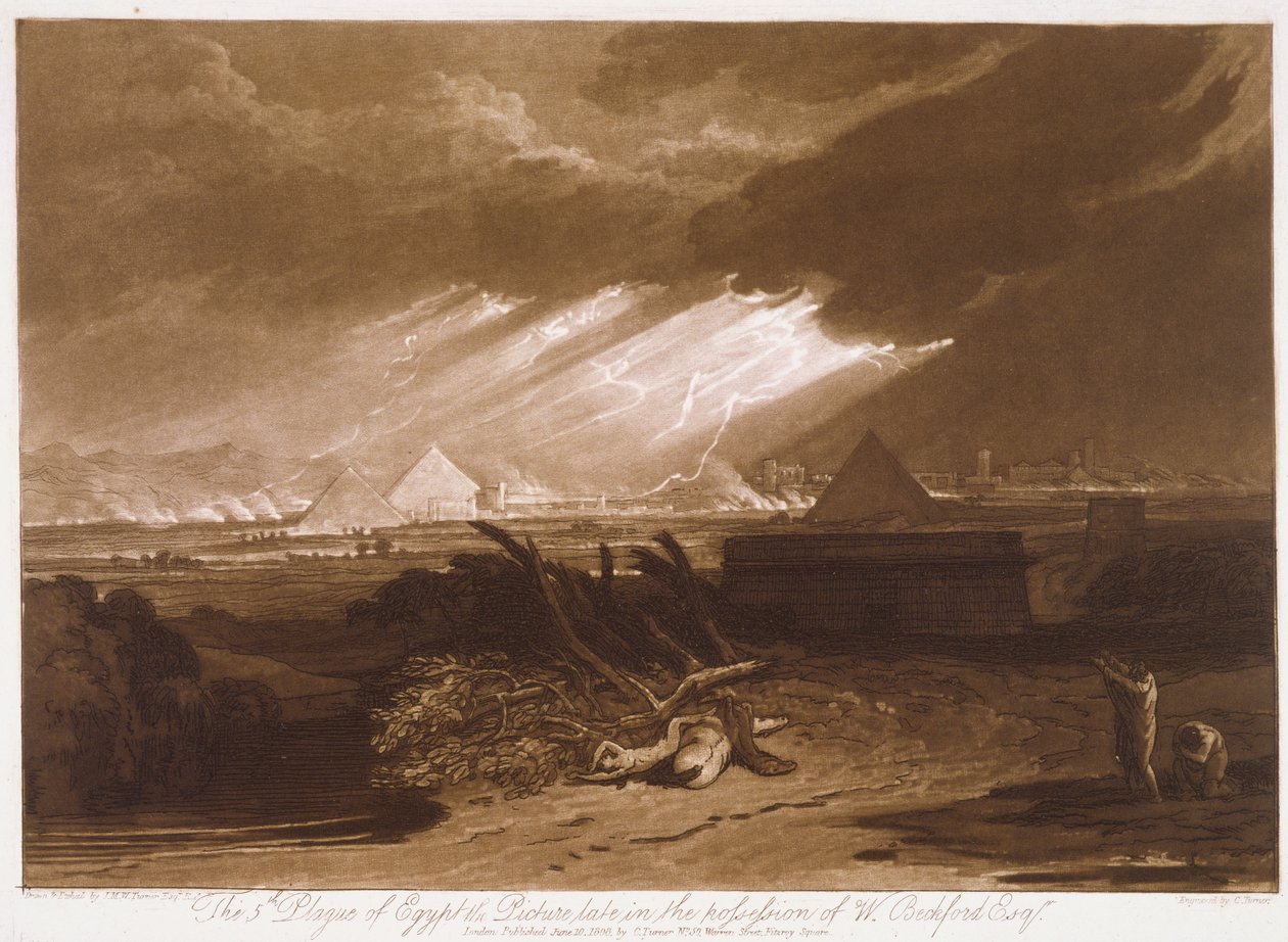 F.16.I Piąta plaga egipska, z „Liber Studiorum”, grawerowana przez Charlesa Turnera autorstwa Joseph Mallord William (after) Turner