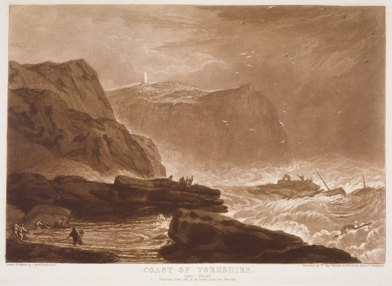 F.24.I Wybrzeże Yorkshire, z „Liber Studiorum”, grawerowane przez Williama Say autorstwa Joseph Mallord William (after) Turner