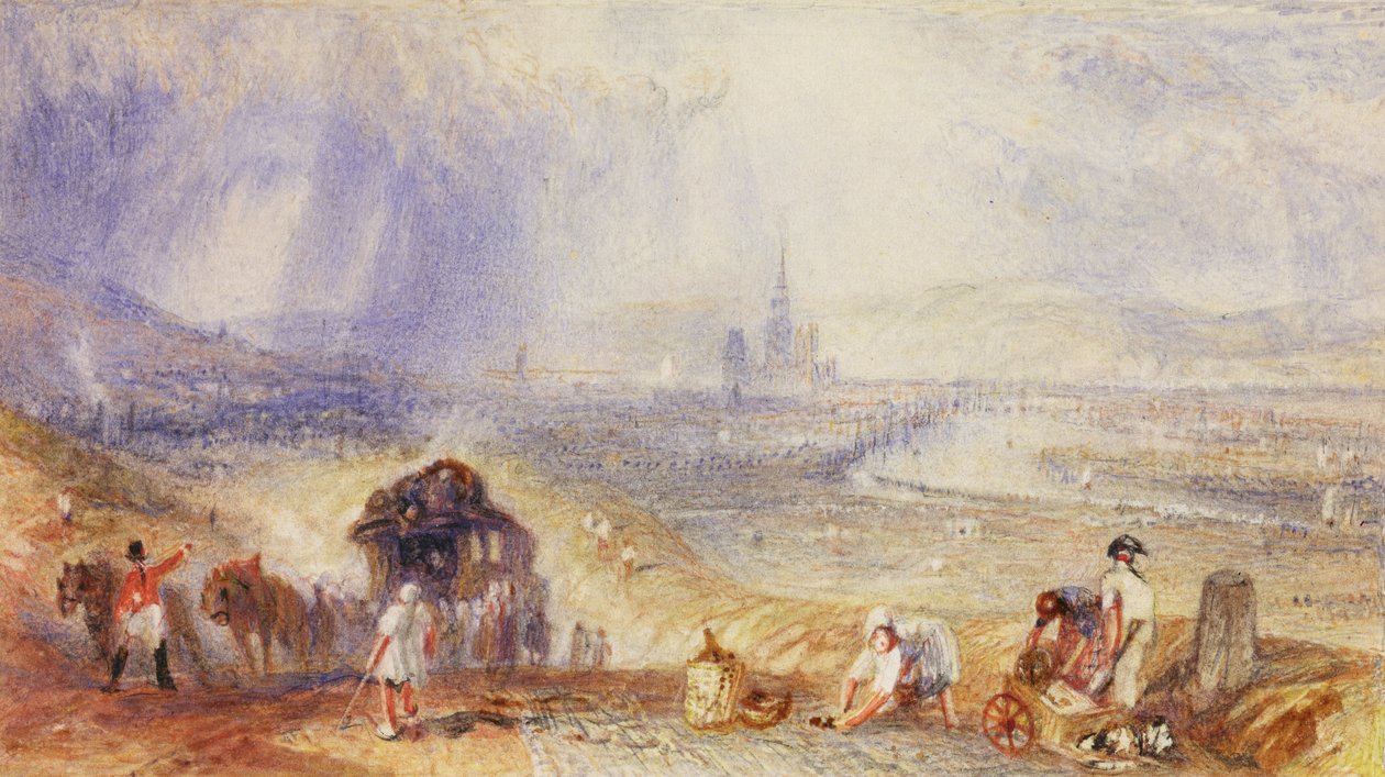 Widok z daleka, Rouen, ok. 1834 (akwarela na papierze) autorstwa Joseph Mallord William Turner