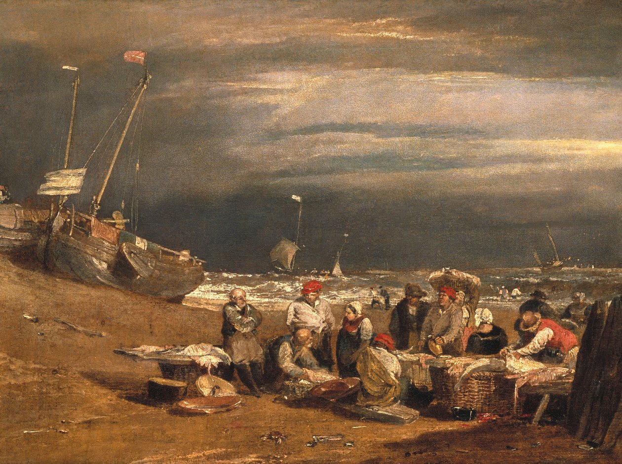 Targ rybny na plaży, ok. 1802-04 autorstwa Joseph Mallord William Turner