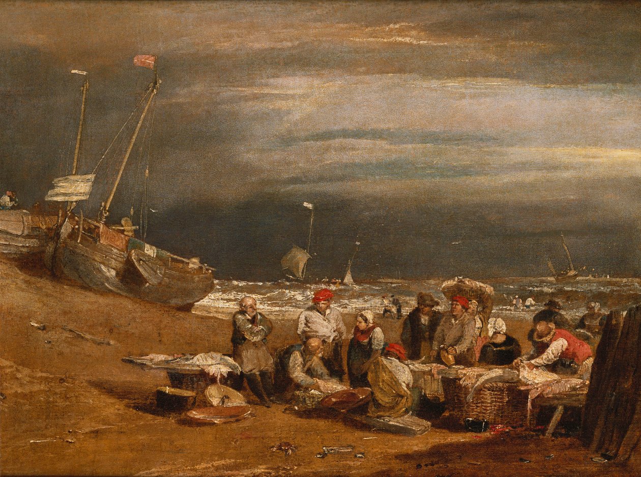 Targ rybny na plaży, ok. 1802-04 autorstwa Joseph Mallord William Turner