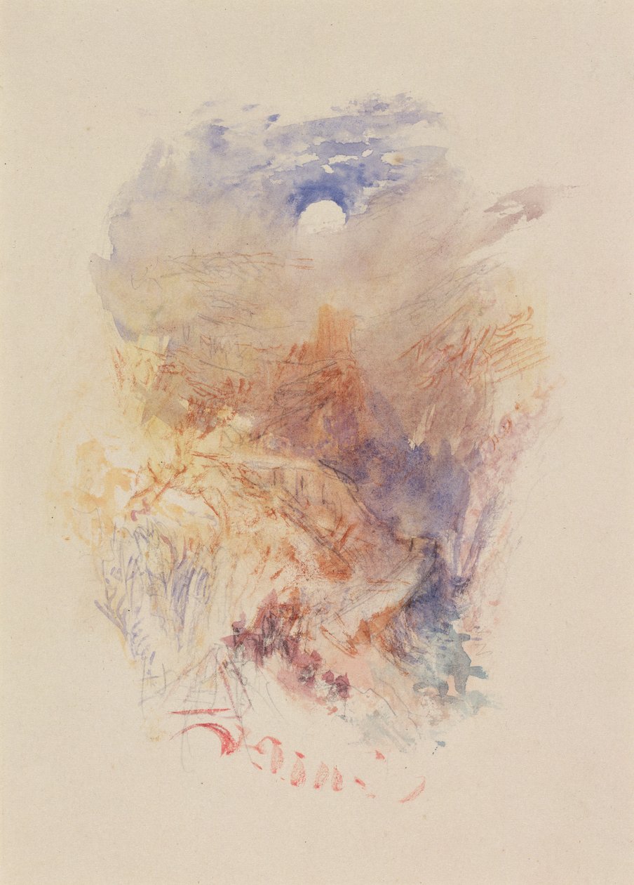 Przełęcz górska w świetle księżyca, ok. 1845 (akwarela na papierze) autorstwa Joseph Mallord William Turner