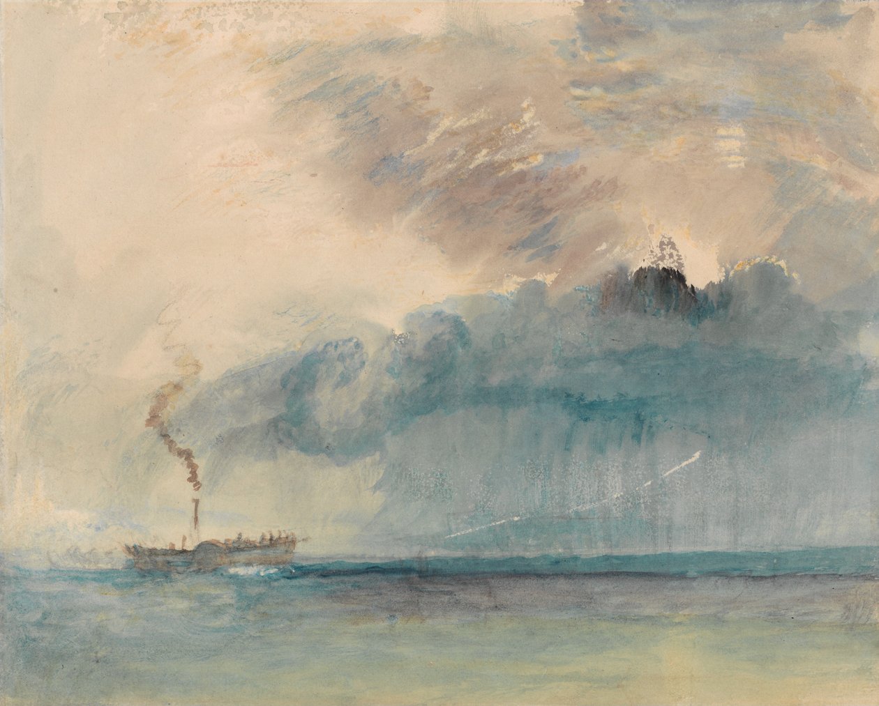 Parowiec bocznokołowy podczas burzy na Jeziorze Czterech Kantonów autorstwa Joseph Mallord William Turner