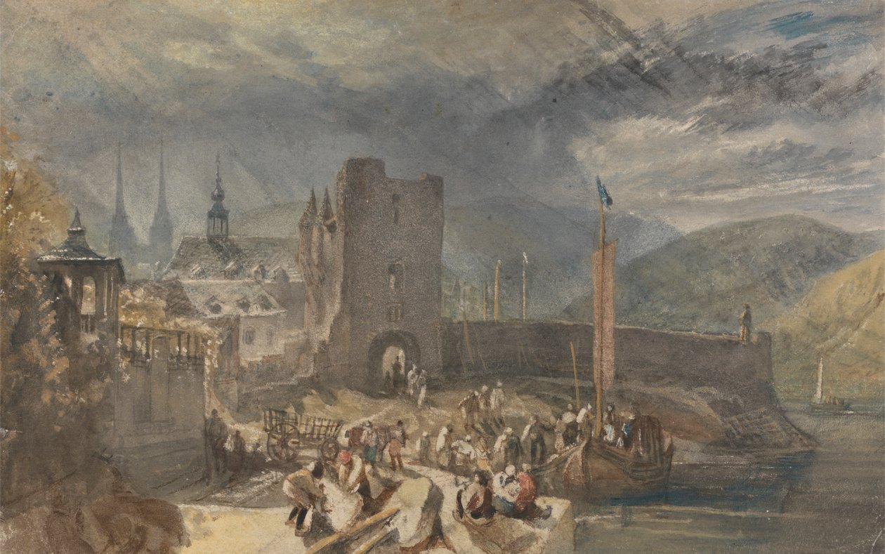 Widok Boppart z postaciami na brzegu rzeki autorstwa Joseph Mallord William Turner