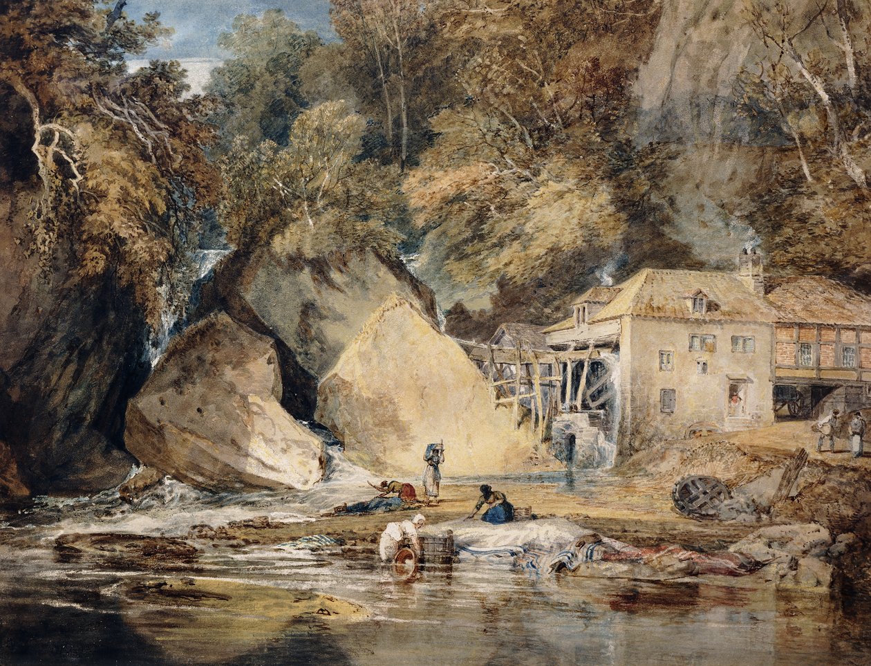 Aberdulais Mill, Glamorganshire, Walia, 1796-97 autorstwa Joseph Mallord William Turner