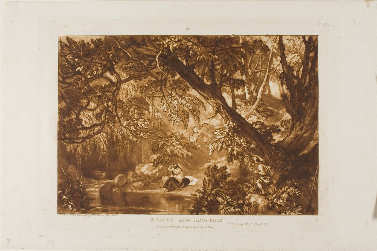 Aesacus i Hesperia, tablica 66 z Księgi Studiów autorstwa Joseph Mallord William Turner