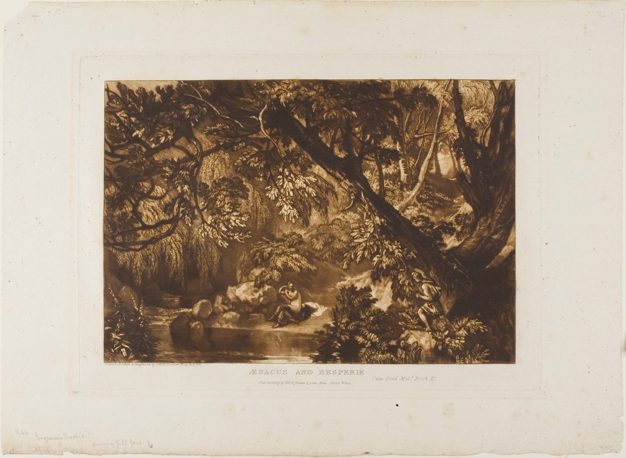 Aesacus i Hesperia, tablica 66 z Księgi Studiów autorstwa Joseph Mallord William Turner