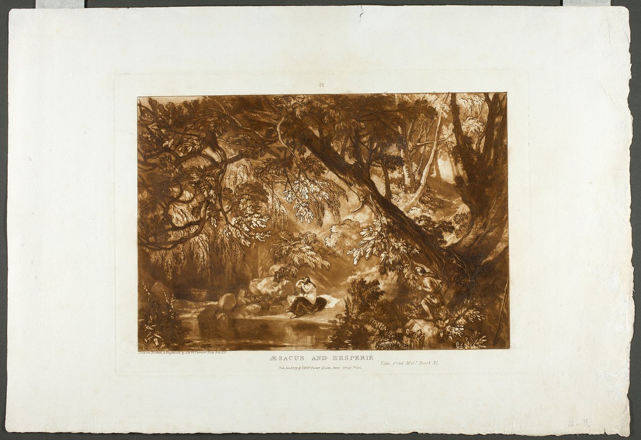Aesacus i Hesperia, tablica 66 z Księgi Studiów autorstwa Joseph Mallord William Turner