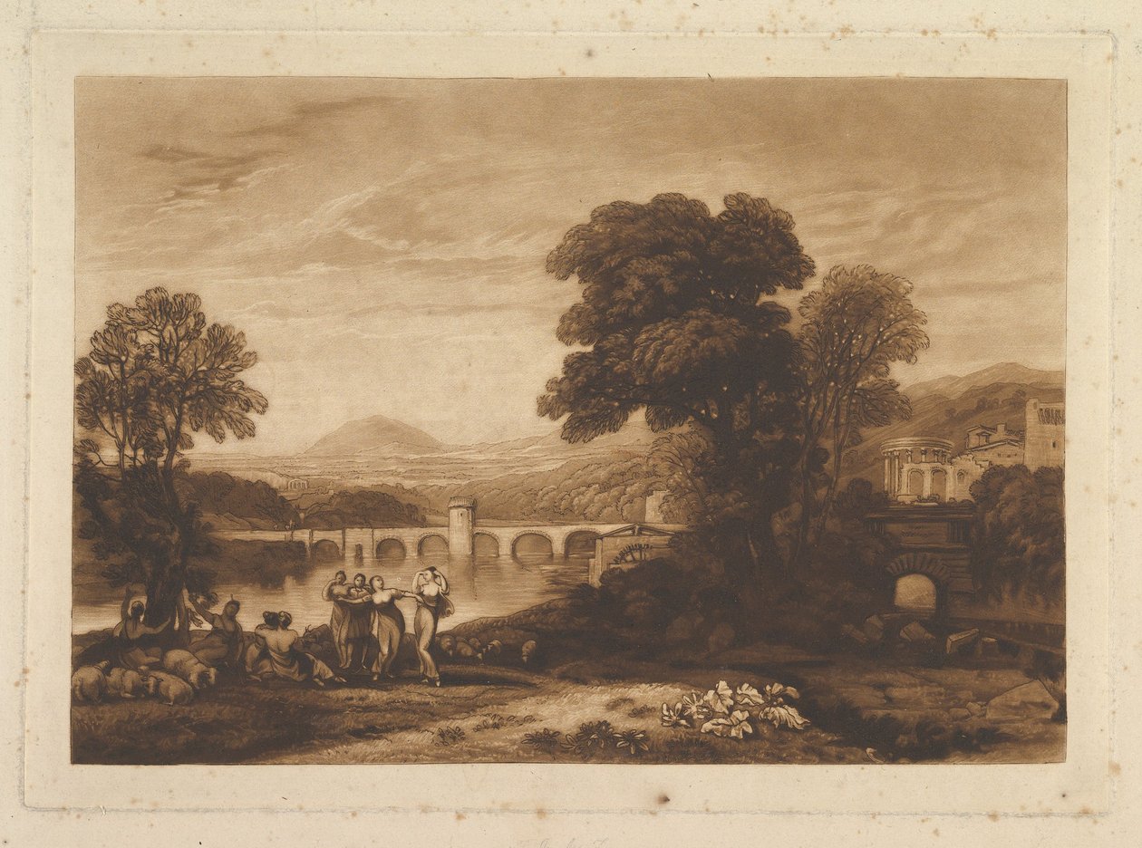 Tablica Apuleja w poszukiwaniu Apulejusza niepublikowana, Liber Studiorum, 1813-23. autorstwa Joseph Mallord William Turner