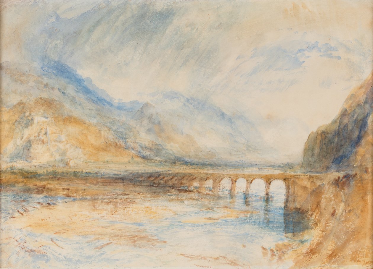 Bellinzona - Most nad Ticino, ok. 1843 (akwarela na papierze) autorstwa Joseph Mallord William Turner