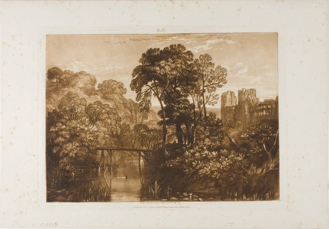 Zamek Berry Pomeroy, tablica 58 z Liber Studiorum autorstwa Joseph Mallord William Turner
