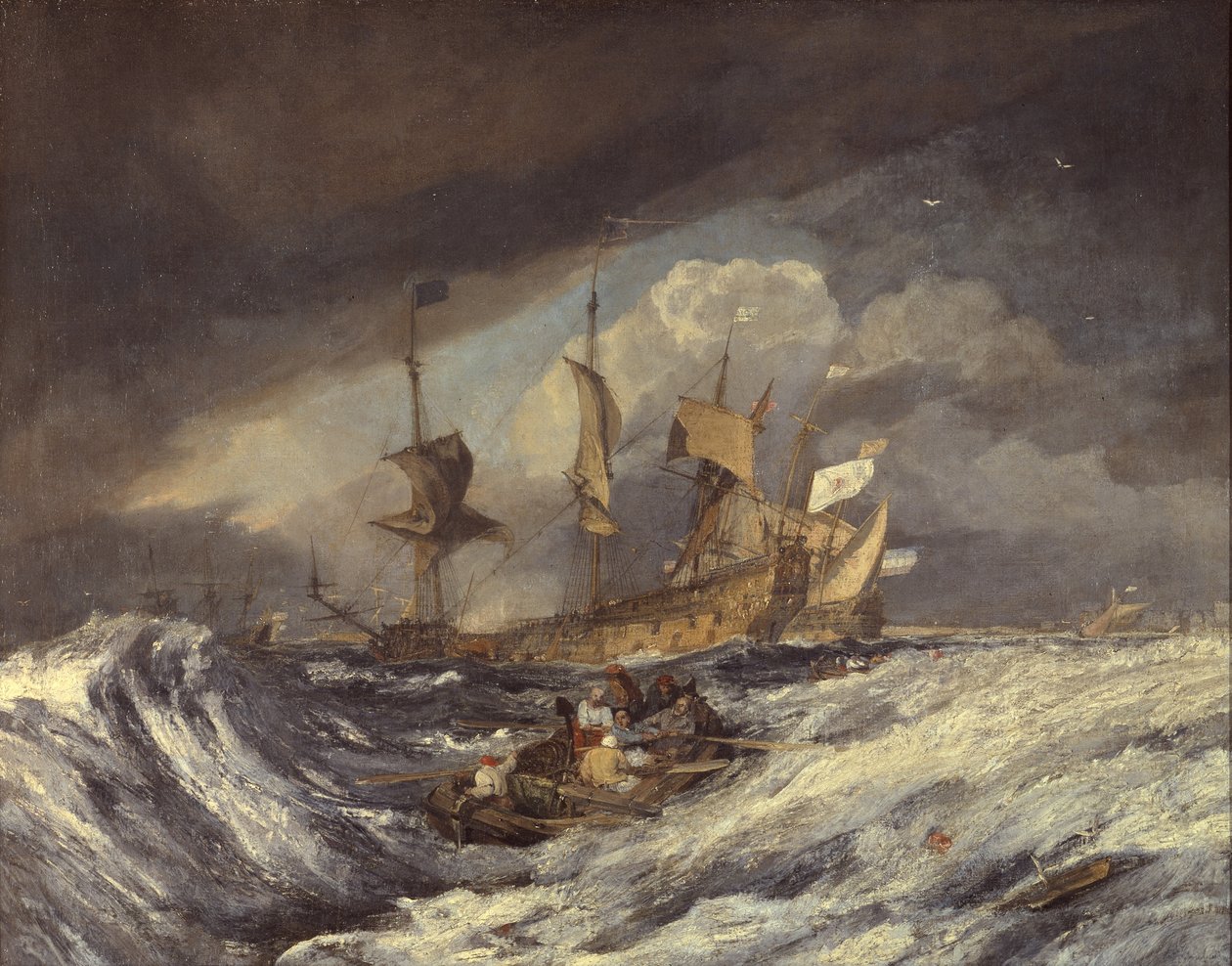 Łodzie niosące kotwice holenderskim wojownikom, ok. 1804 r autorstwa Joseph Mallord William Turner