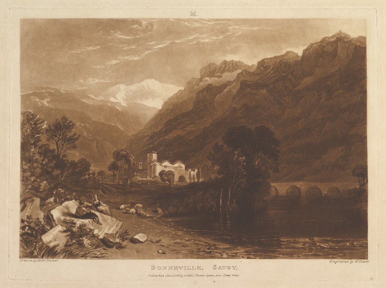 Bonneville, Savoy Liber Studiorum, cz. XIII, tablica 64, 1 stycznia 1819. autorstwa Joseph Mallord William Turner
