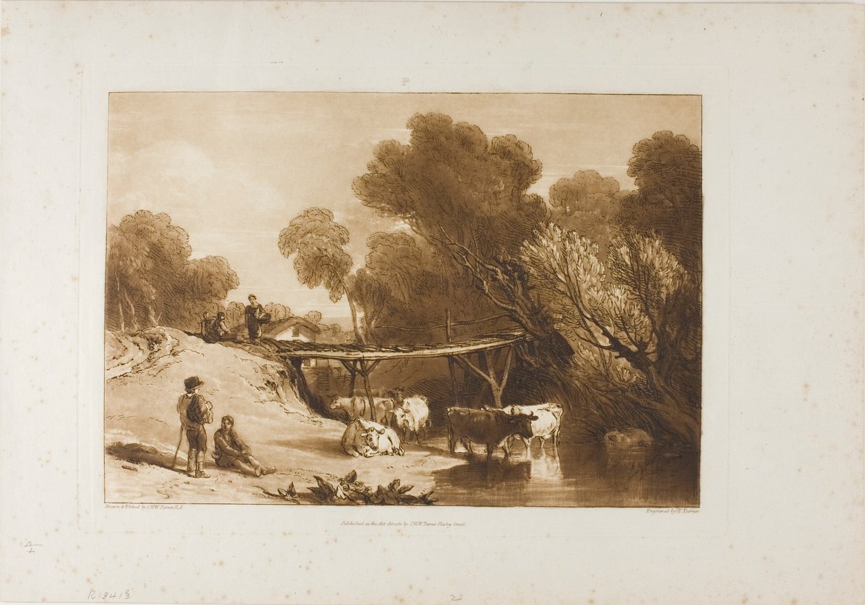 Most i krowy, tablica 2 z Liber Studiorum autorstwa Joseph Mallord William Turner