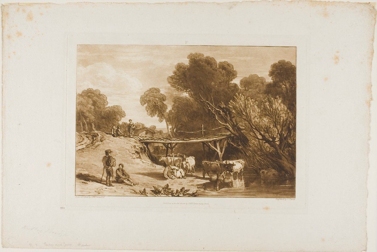 Most i krowy, płyta 2 z Liber Studiorum autorstwa Joseph Mallord William Turner