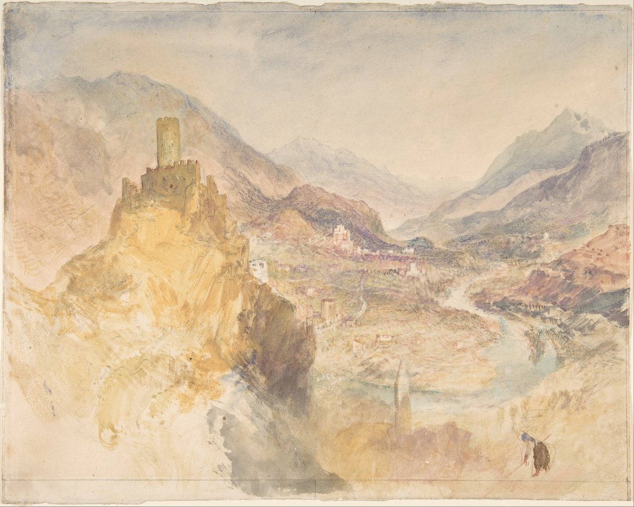 Châtel-Argent i Dolina Aosty widziane znad Villeneuve autorstwa Joseph Mallord William Turner