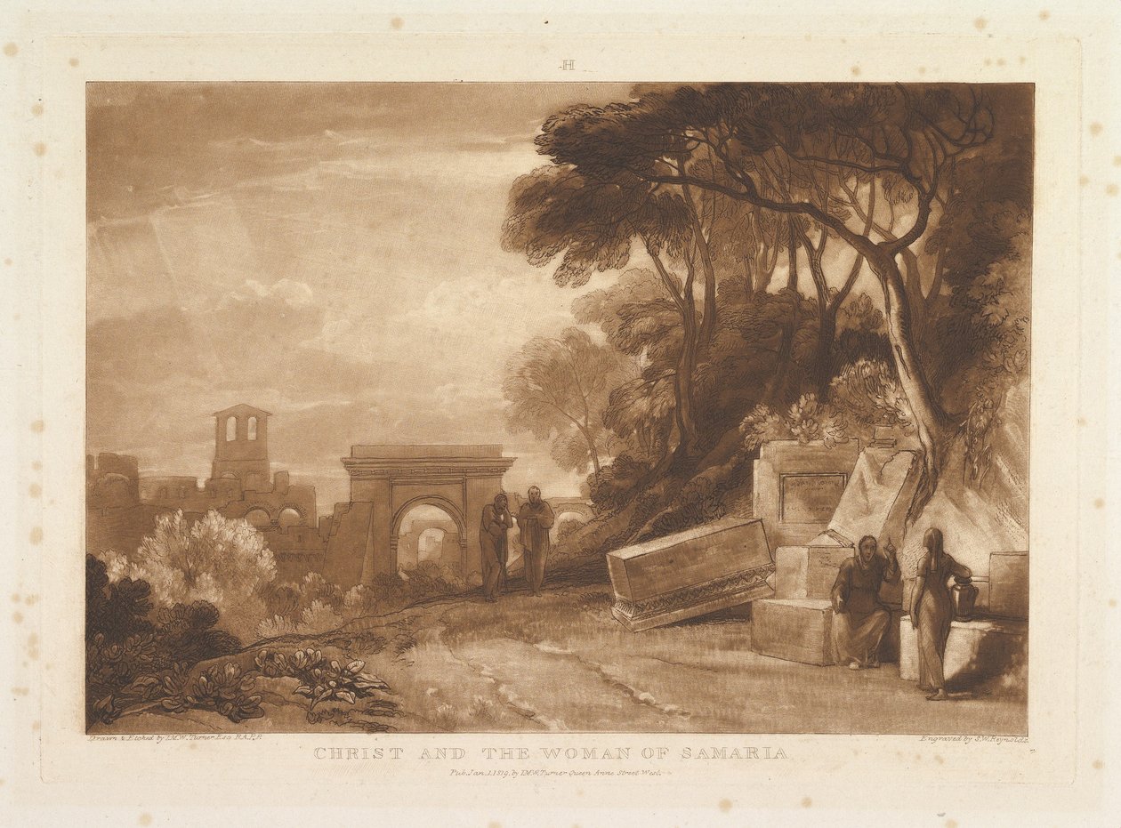 Chrystus i Kobieta z Samarii Liber Studiorum, cz. XIV, tablica 71, 1 stycznia 1819. autorstwa Joseph Mallord William Turner