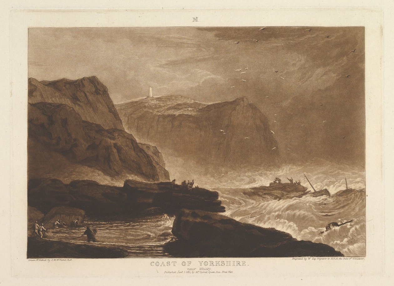 Coast of Yorkshire, Near Whitby Liber Studiorum, część V, tablica 24, 1 stycznia 1811. autorstwa Joseph Mallord William Turner