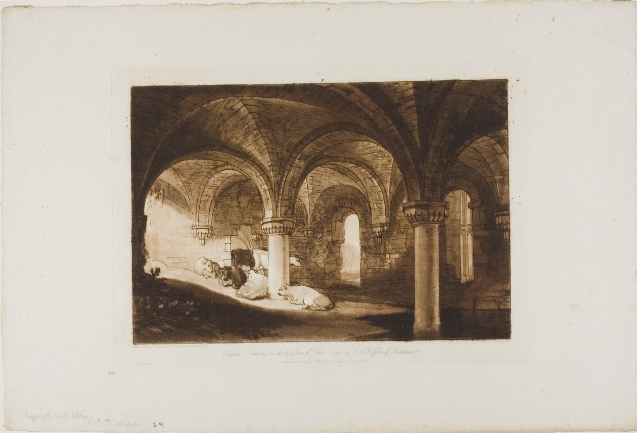 Krypta opactwa Kirkstall, tablica 39 z Liber Studiorum autorstwa Joseph Mallord William Turner