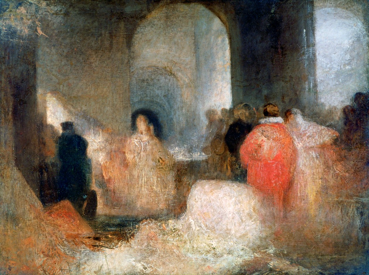 Kolacja w Wielkiej Sali z Postaciami w Kostiumach, c1830-1835 autorstwa Joseph Mallord William Turner