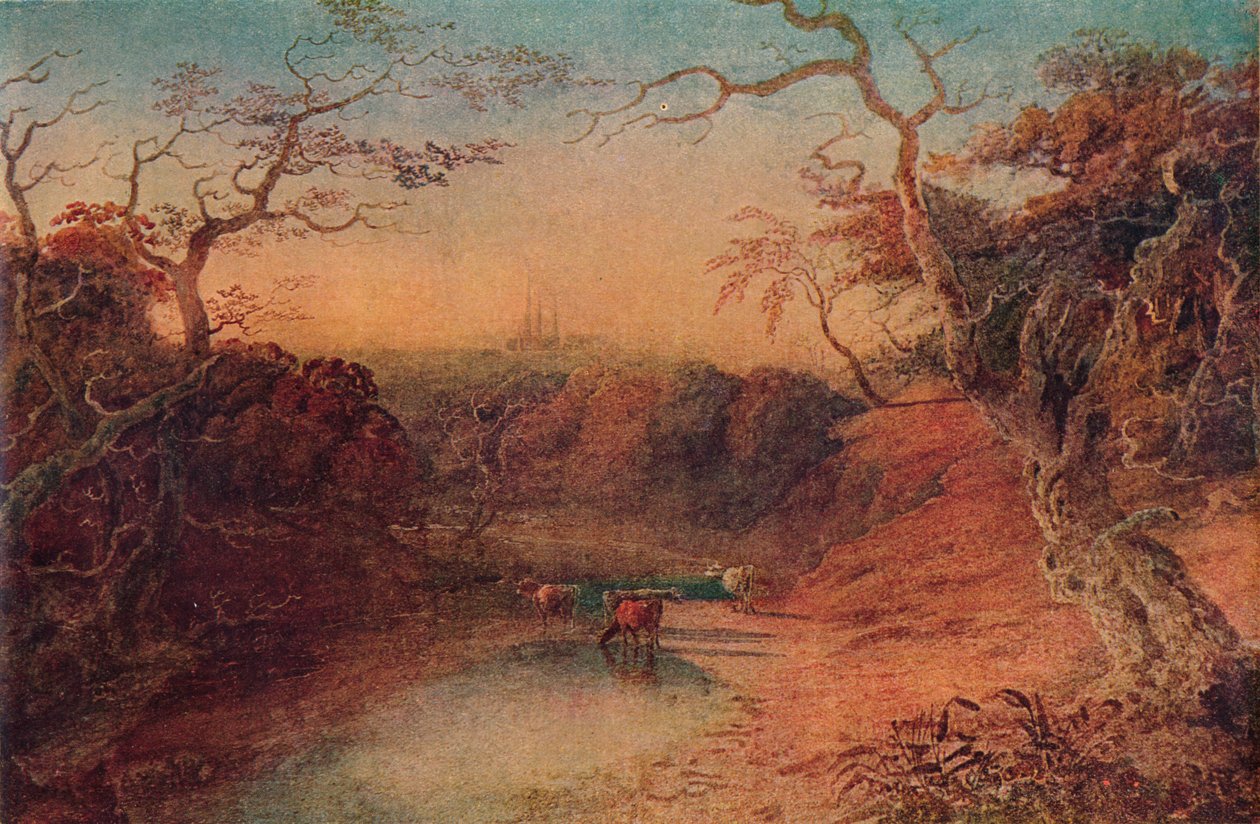 Odległy widok katedry w Lichfield, 1909 autorstwa Joseph Mallord William Turner