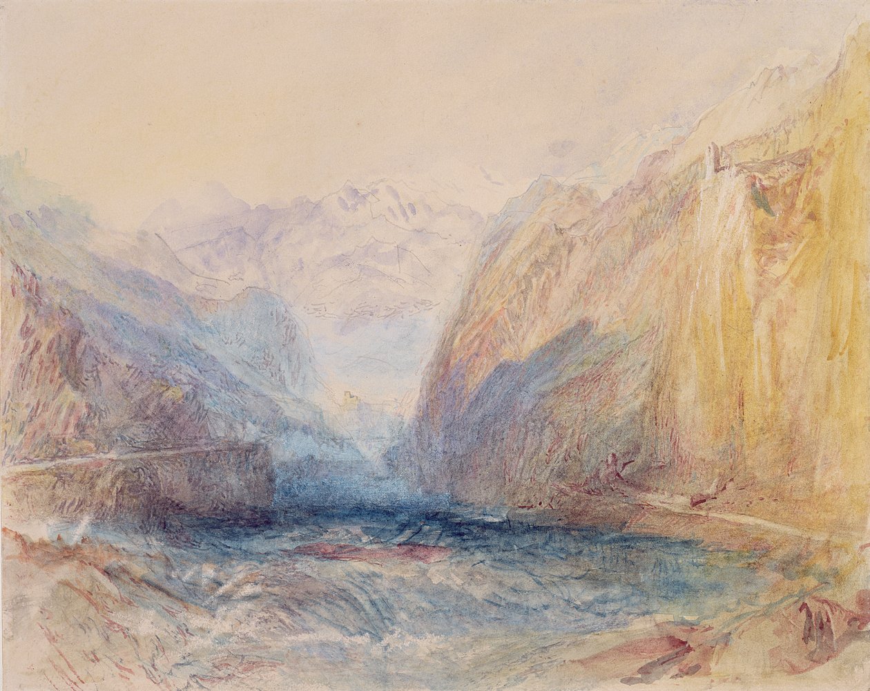 Dolina Domleschg, niedaleko Rothenbrunnen, patrząc w stronę Rhazuns autorstwa Joseph Mallord William Turner