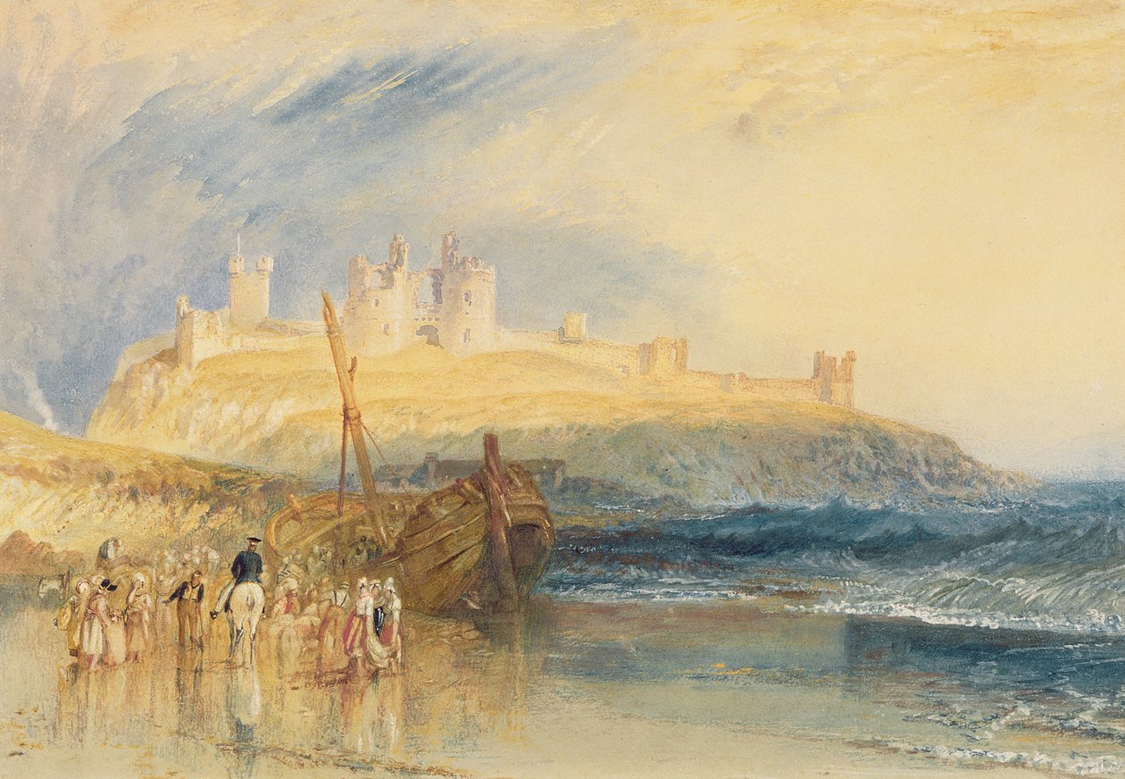 Zamek Dunstanborough, Northumberland, ok. 1829 (akwarela na papierze) autorstwa Joseph Mallord William Turner