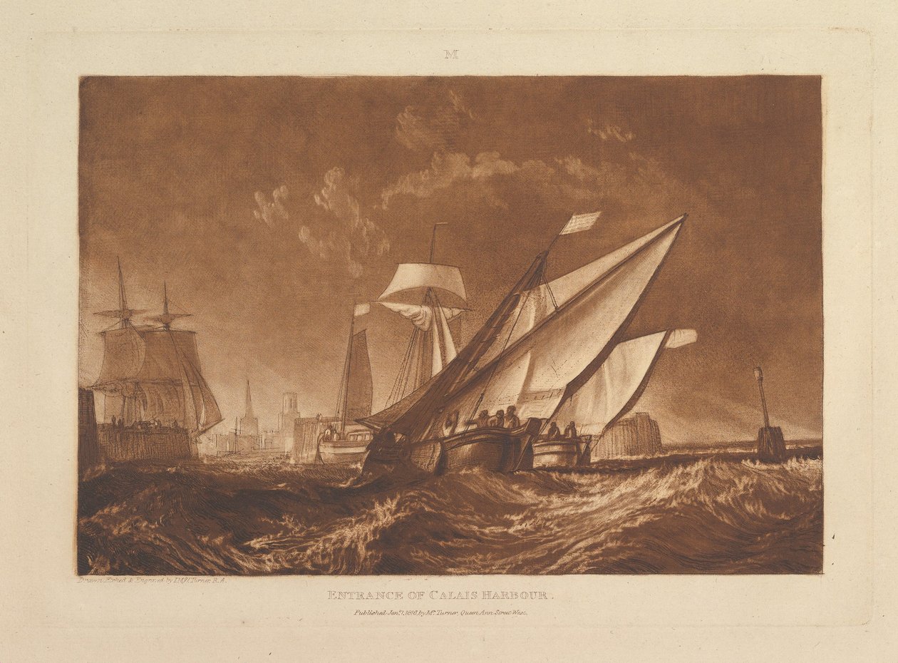 Wejście do portu Calais Liber Studiorum, część XI, tablica 55, 1 stycznia 1816 r. autorstwa Joseph Mallord William Turner