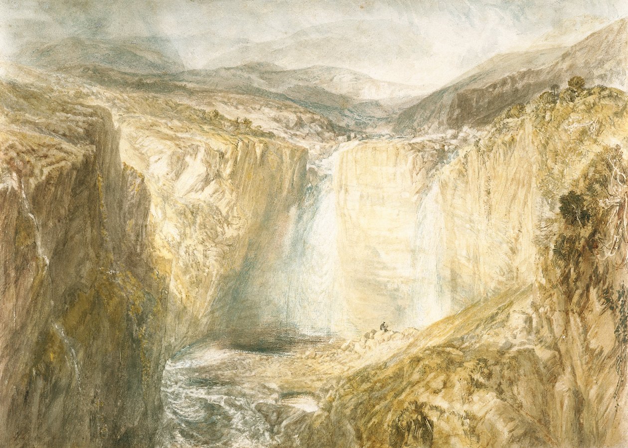 Fall Of The Tees, Yorkshire (akwarela nałożona na ołówek na białawym tkanym papierze) autorstwa Joseph Mallord William Turner