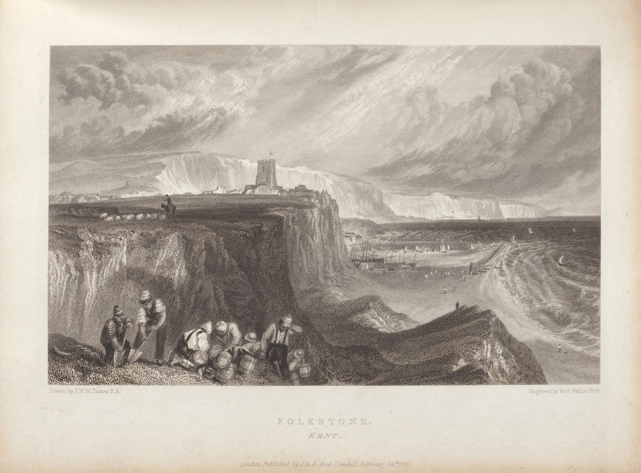 Folkestone, Kent, zgodnie z opisem w „Malowniczych widokach na południowym wybrzeżu Anglii”. autorstwa Joseph Mallord William Turner