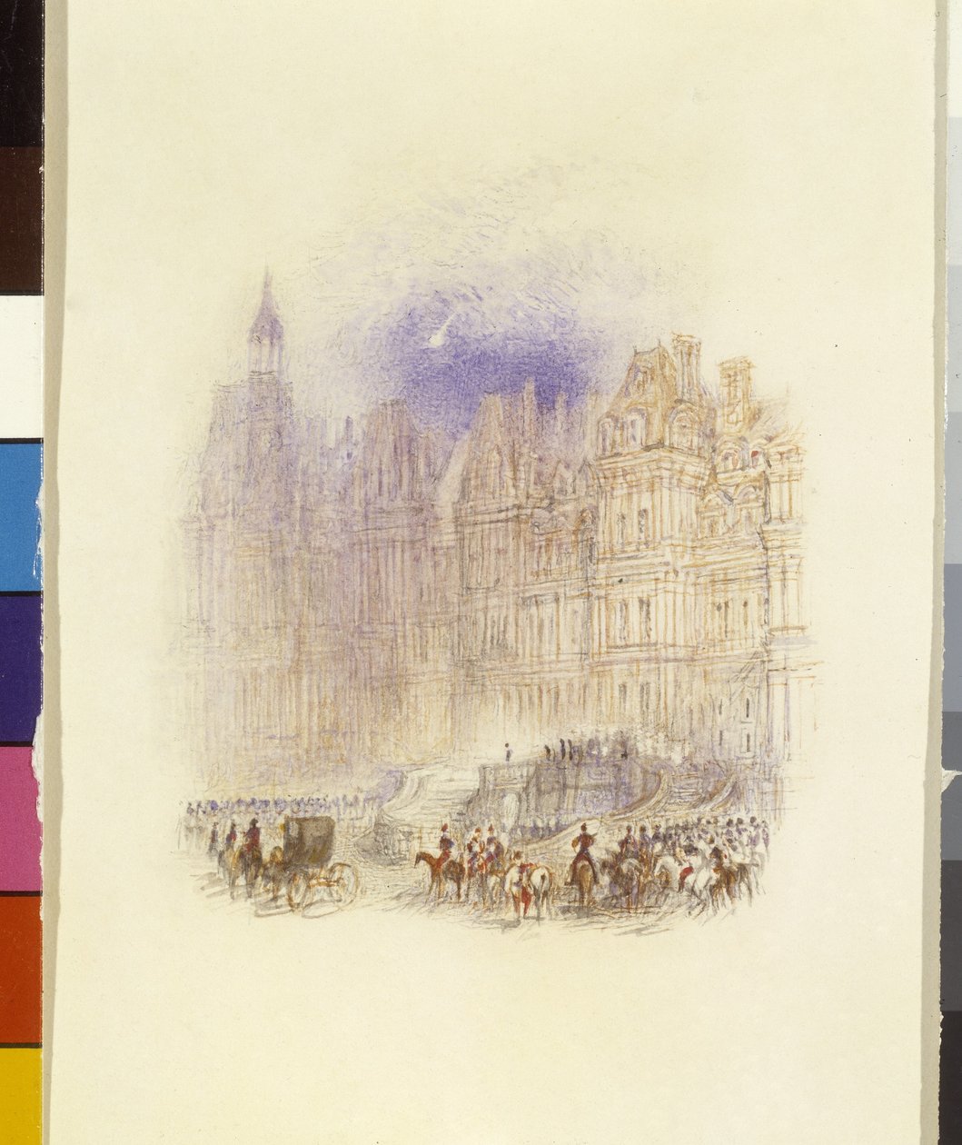 Fontainebleau: The Departure Of Napoleon (akwarela wzmocniona piórem i czerwonym tuszem na białym papierze) autorstwa Joseph Mallord William Turner