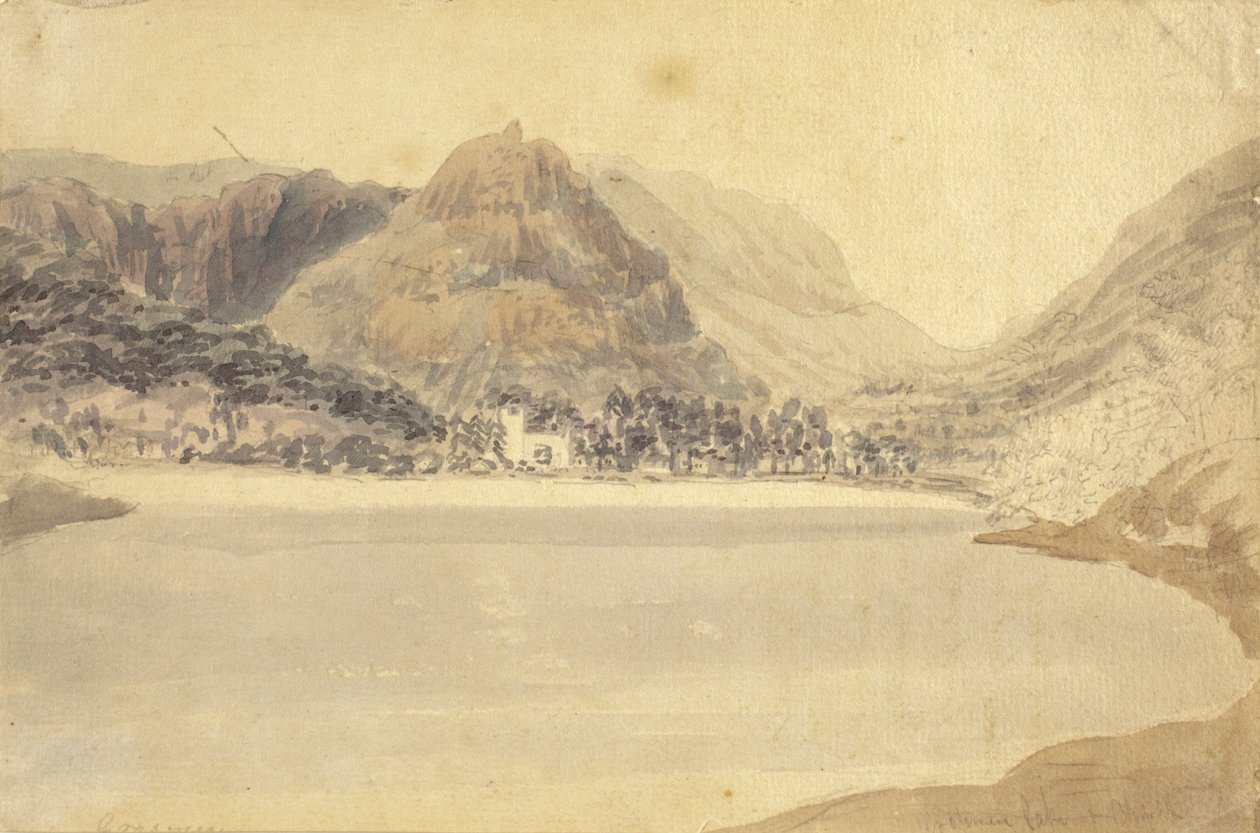 Jezioro Grassmere i kościół autorstwa Joseph Mallord William Turner