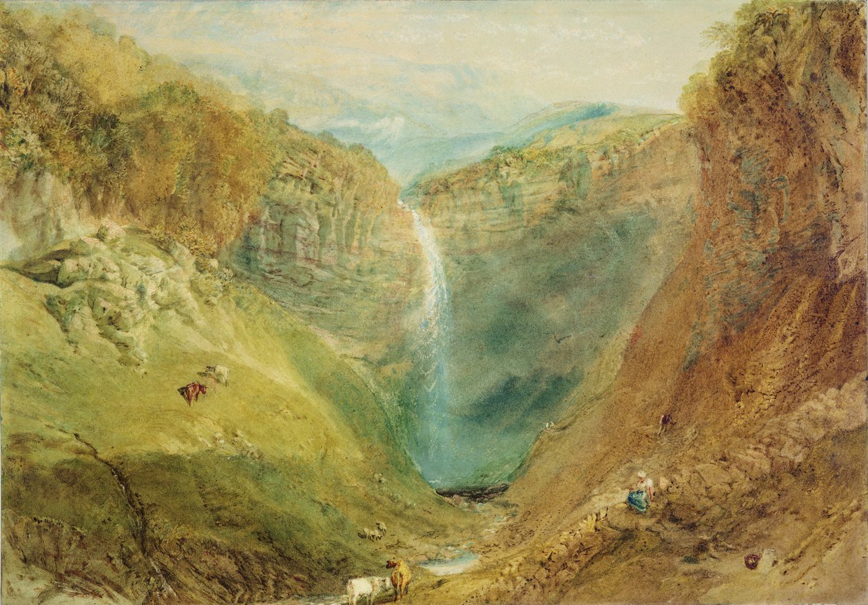 Hardraw Fall, Yorkshire, ok.1820 autorstwa Joseph Mallord William Turner