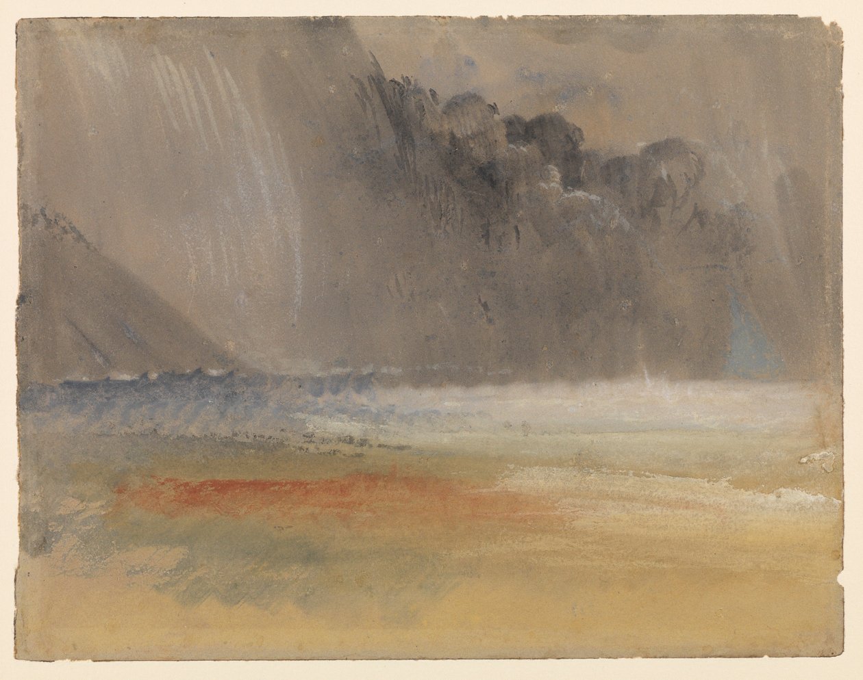 Spiętrzona chmura burzowa nad morzem i lądem, 1835 - 1840 ok autorstwa Joseph Mallord William Turner