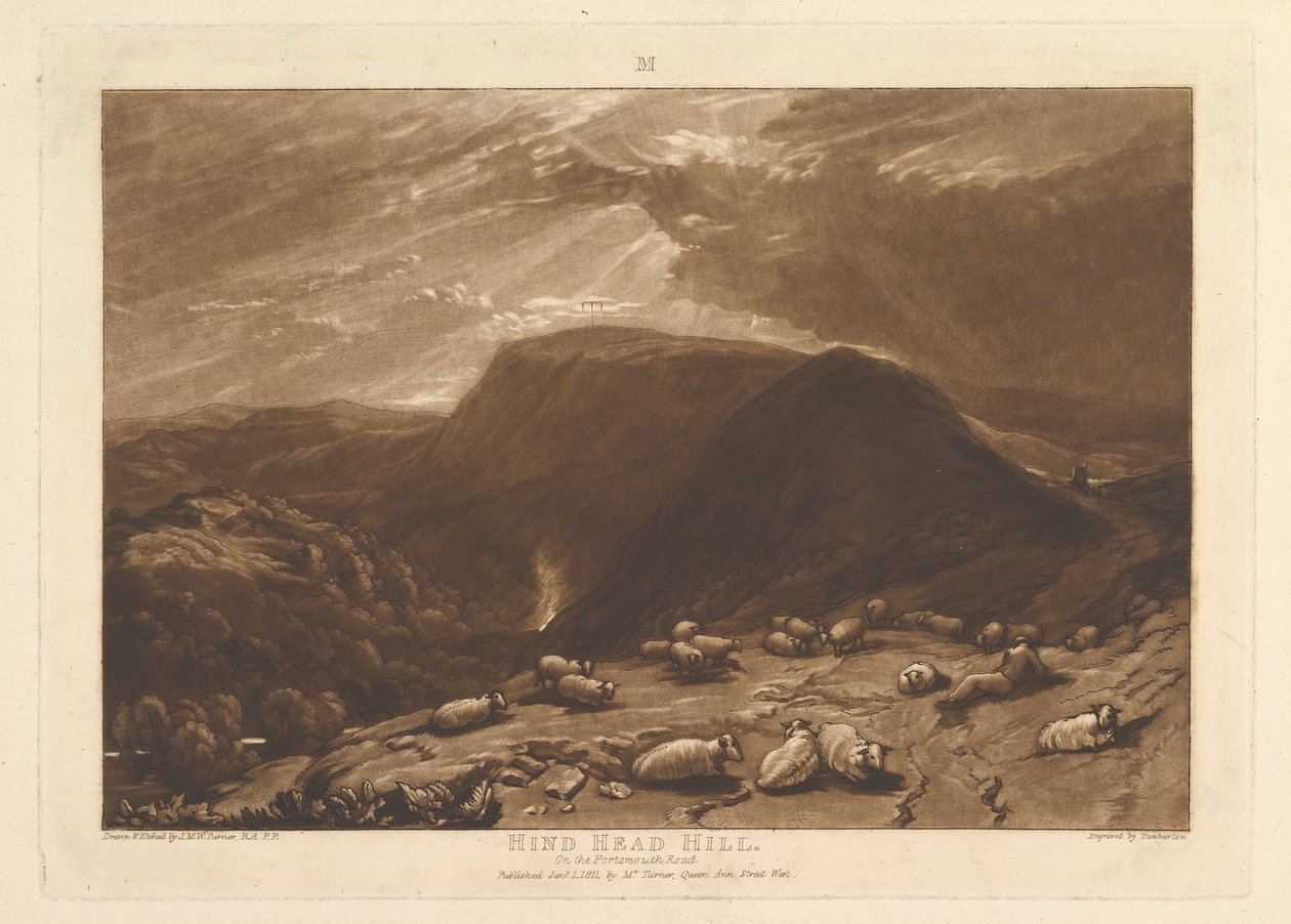 Hind Head Hill, Na Portsmouth Road Liber Studiorum, część V, płyta 25, 1 stycznia 1811. autorstwa Joseph Mallord William Turner