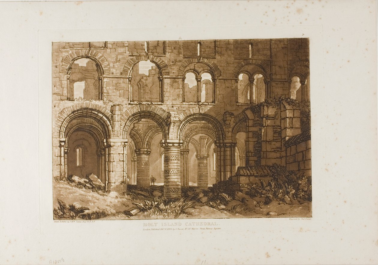 Katedra na Świętej Wyspie, tablica 11 z Liber Studiorum autorstwa Joseph Mallord William Turner