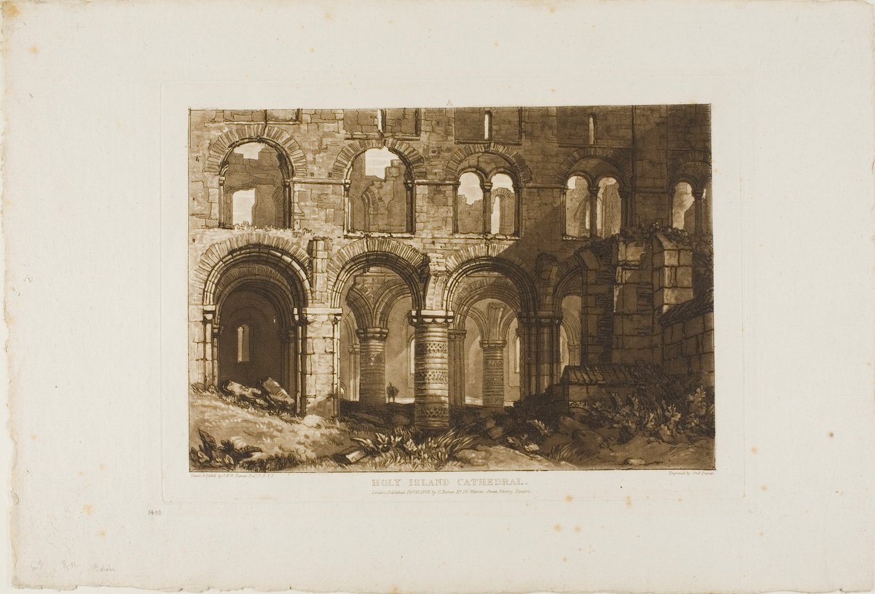 Katedra na Świętej Wyspie, tablica 11 z Liber Studiorum autorstwa Joseph Mallord William Turner