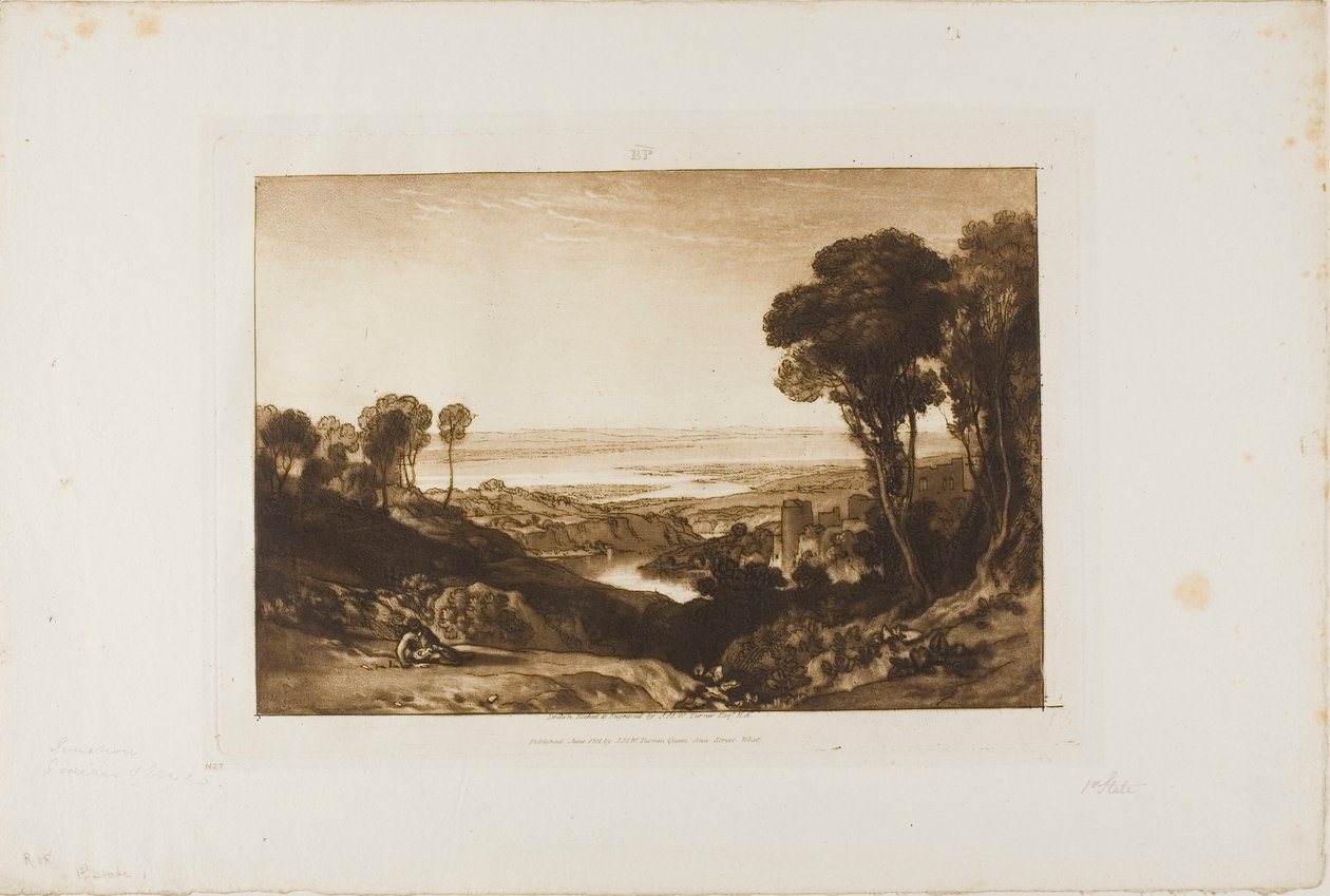 Skrzyżowanie Severn i Wye, płyta 28 z Liber Studiorum autorstwa Joseph Mallord William Turner
