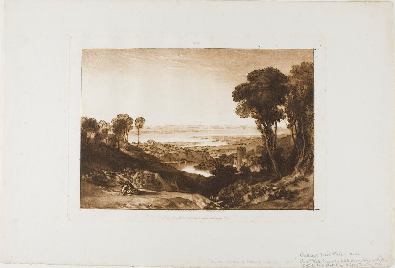 Skrzyżowanie Severn i Wye, tablica 28 z Liber Studiorum autorstwa Joseph Mallord William Turner