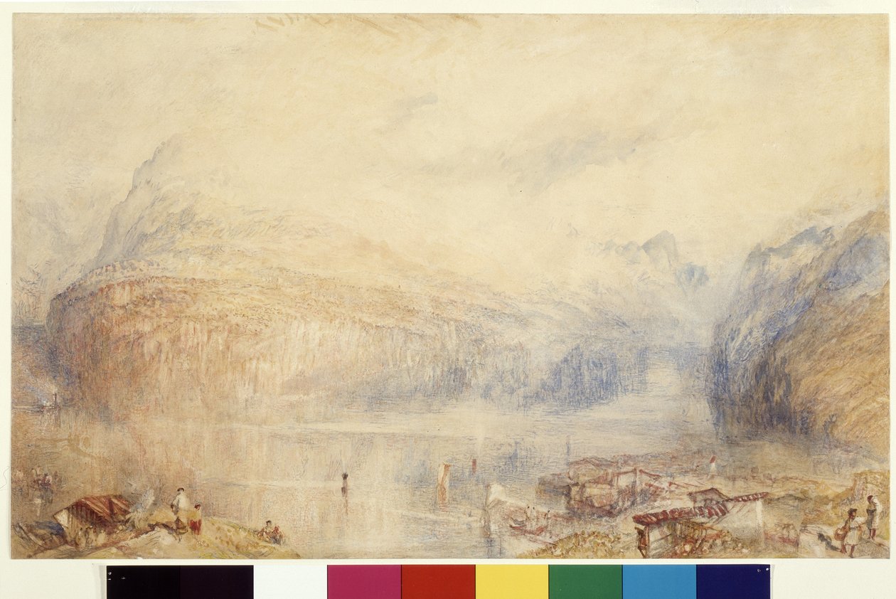 Jezioro Czterech Kantonów z Brunnen (akwarela i gwasz na białym papierze) autorstwa Joseph Mallord William Turner