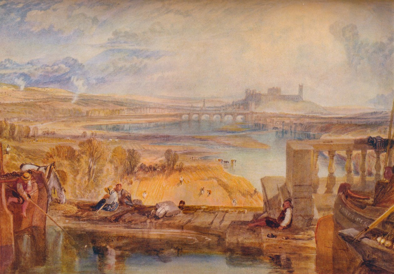 Lancaster, z mostu akweduktowego, c1825 autorstwa Joseph Mallord William Turner