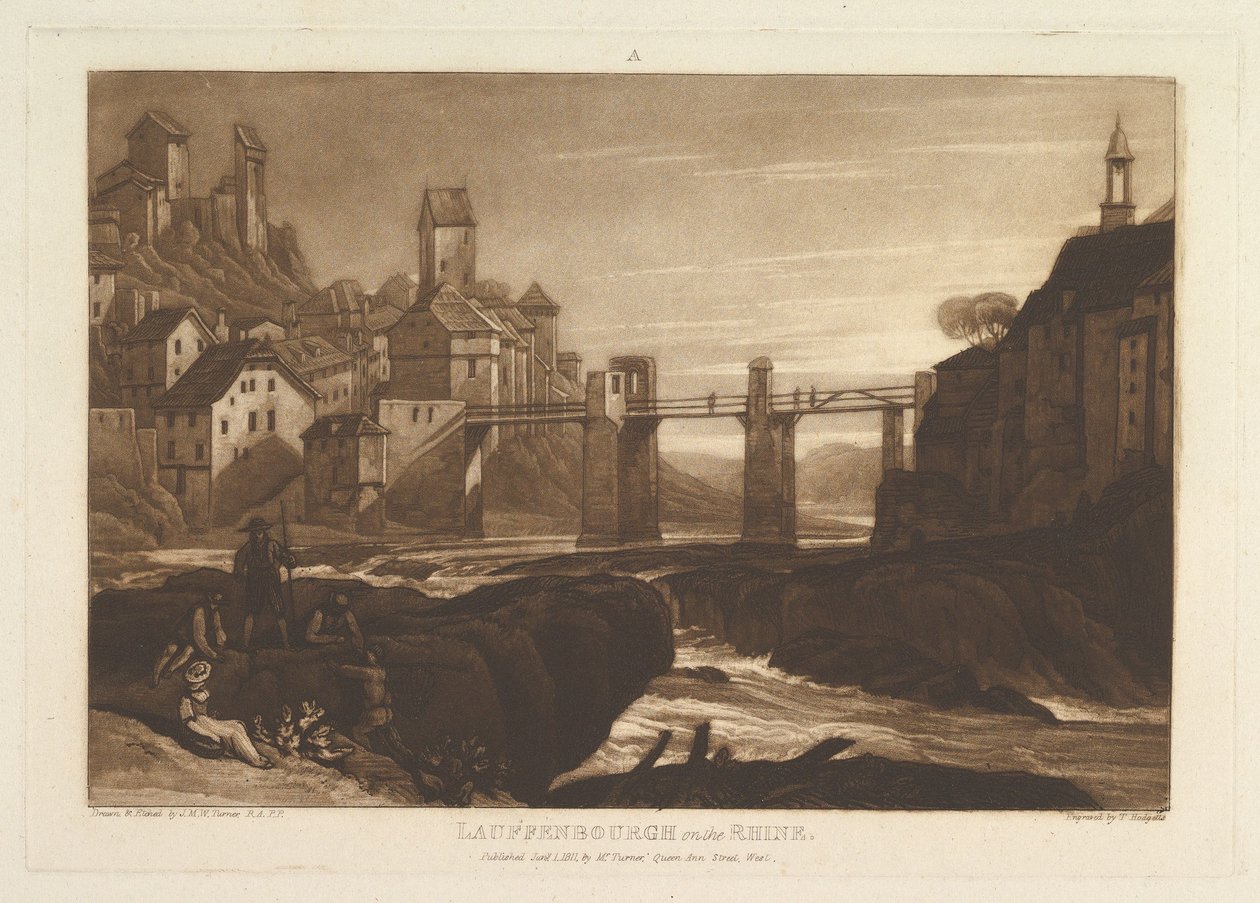 Lauffenbourgh nad Renem Liber Studiorum, część VI, tablica 31, 1 stycznia 1811. autorstwa Joseph Mallord William Turner