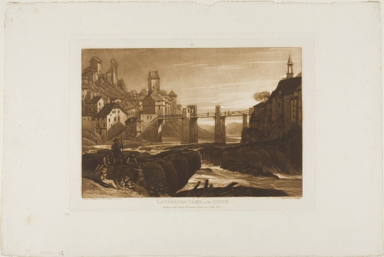Lauffenbourgh nad Renem, tablica 31 z Liber Studiorum autorstwa Joseph Mallord William Turner