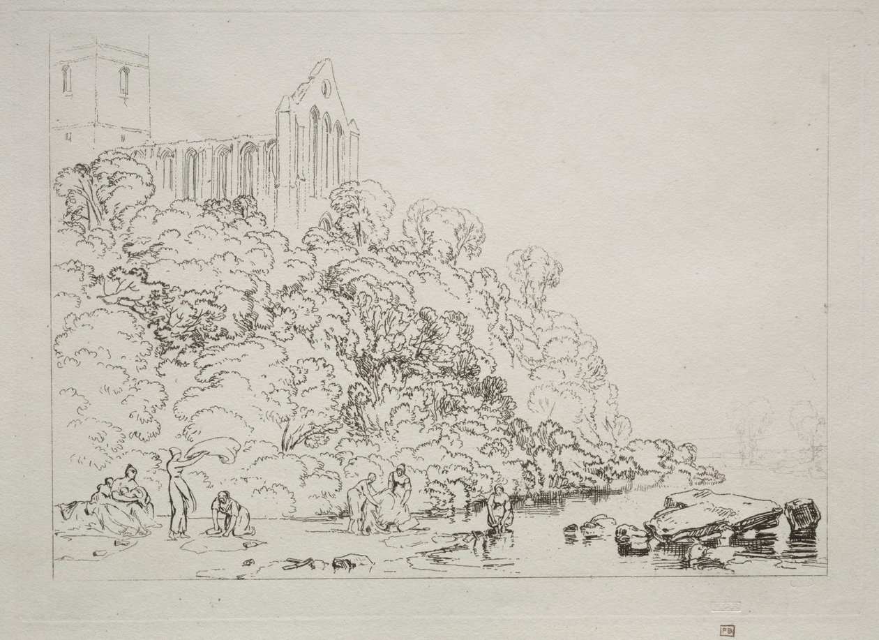 Księga studiów: Opactwo Dumblain, Szkocja. autorstwa Joseph Mallord William Turner